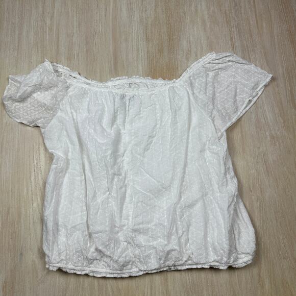 Lane Bryant White Short Sleeve Casual Textured Off Shoulder Summer Top 22/24 - Picture 11 of 14